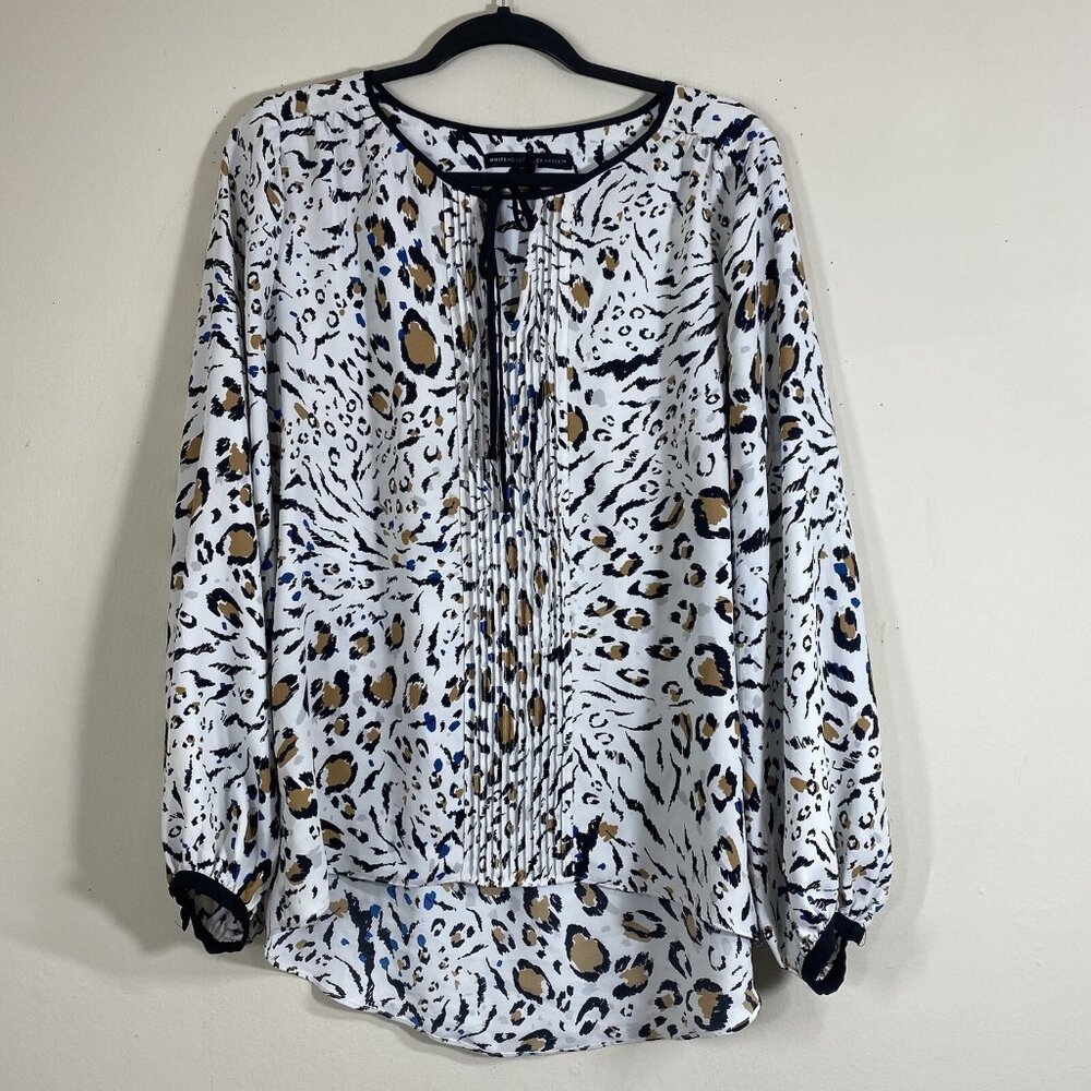 White House Black Market Women’s Tunic Blouse Size M Relaxed Fit High-Low Hem